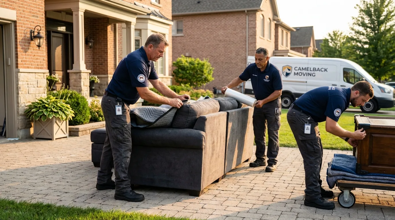 Large estate moving crew wrapping furniture in Raritan, NJ