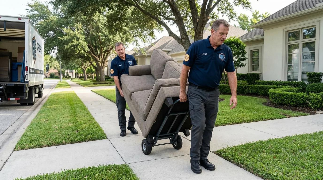 Local residential moving crew loading furniture in Raritan, NJ