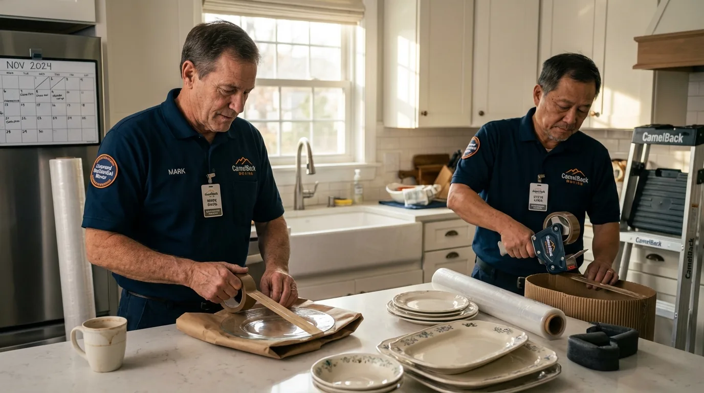 Professional crew packing kitchen dishware in Raritan, NJ
