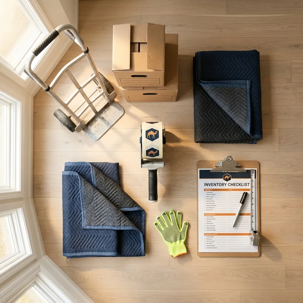 Professional moving supplies and packing materials layout for Raritan residential relocations